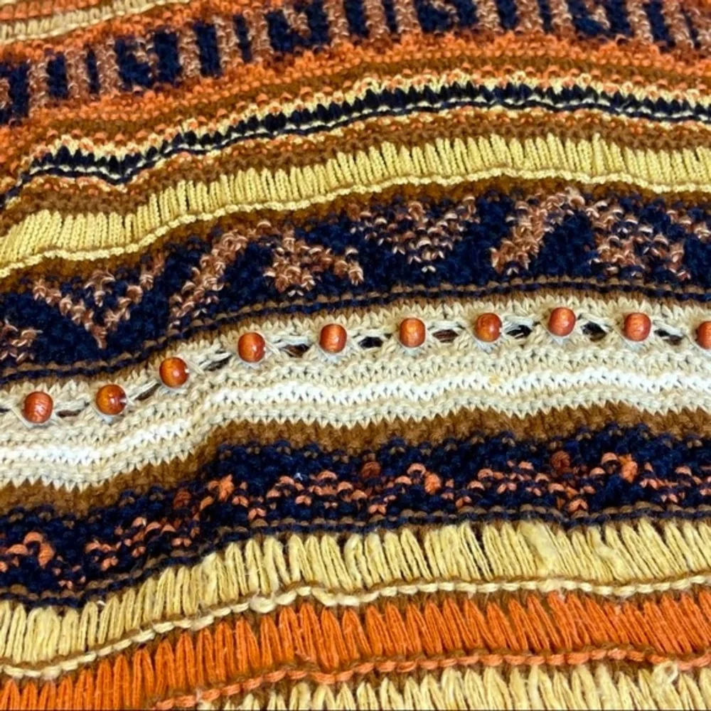 Casual Corner Sweater Women’s L Vintage Brown Striped Hand Knit Limited Edition - Picture 7 of 11